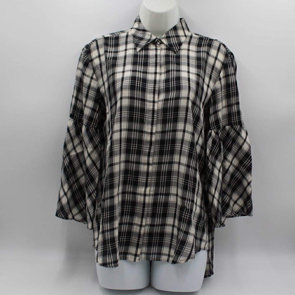Black and white 100% cotton plaid Ralph Lauren button down